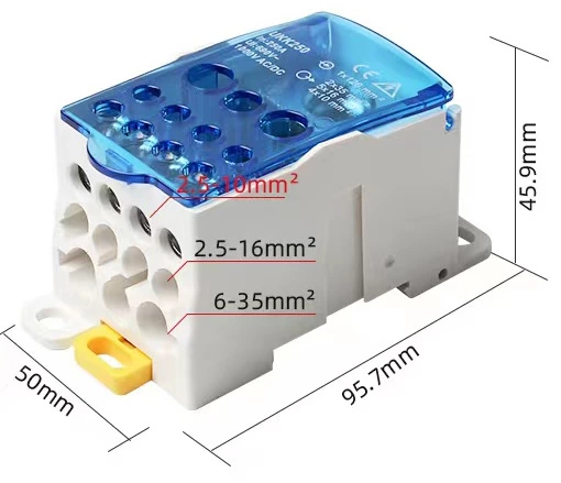 Terminal Block Connector UKK 250A Waterproof Power Distribution Boxes Screw Type connector with flame retardant plate