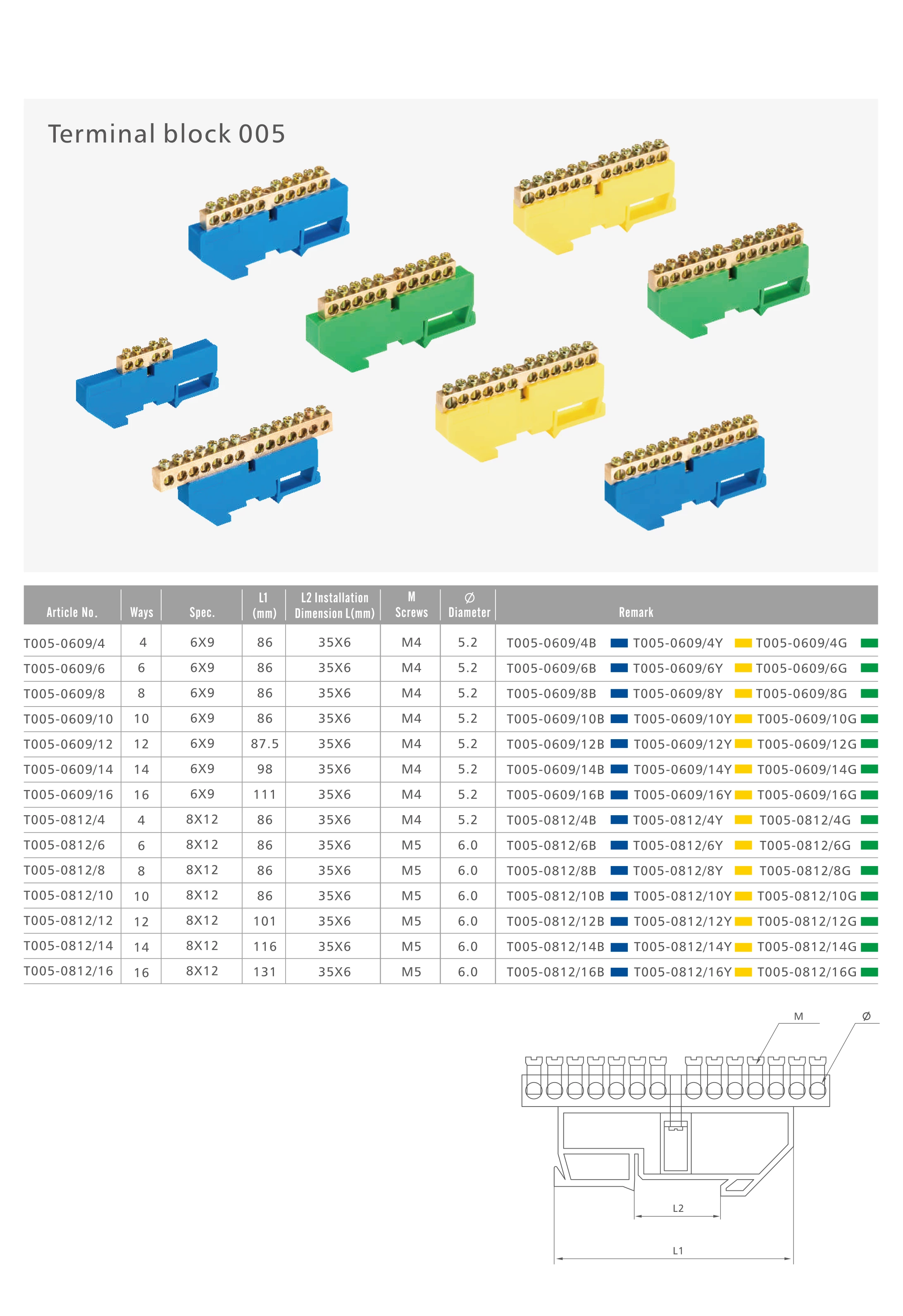 Best Quality  Copper Terminal Blocks T005 Series distribution block on sale