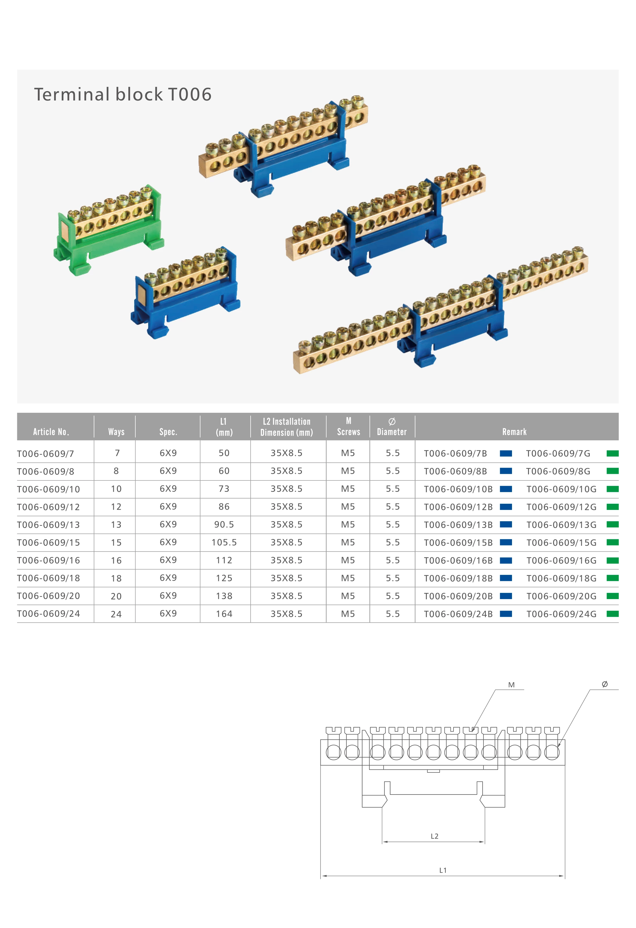 Copper Terminal Blocks T006 Series  Box Customized Best Quality  Screw Din Rail terminal block power distribution blockClamp terminal block Feed  power distribution block with brass busbar