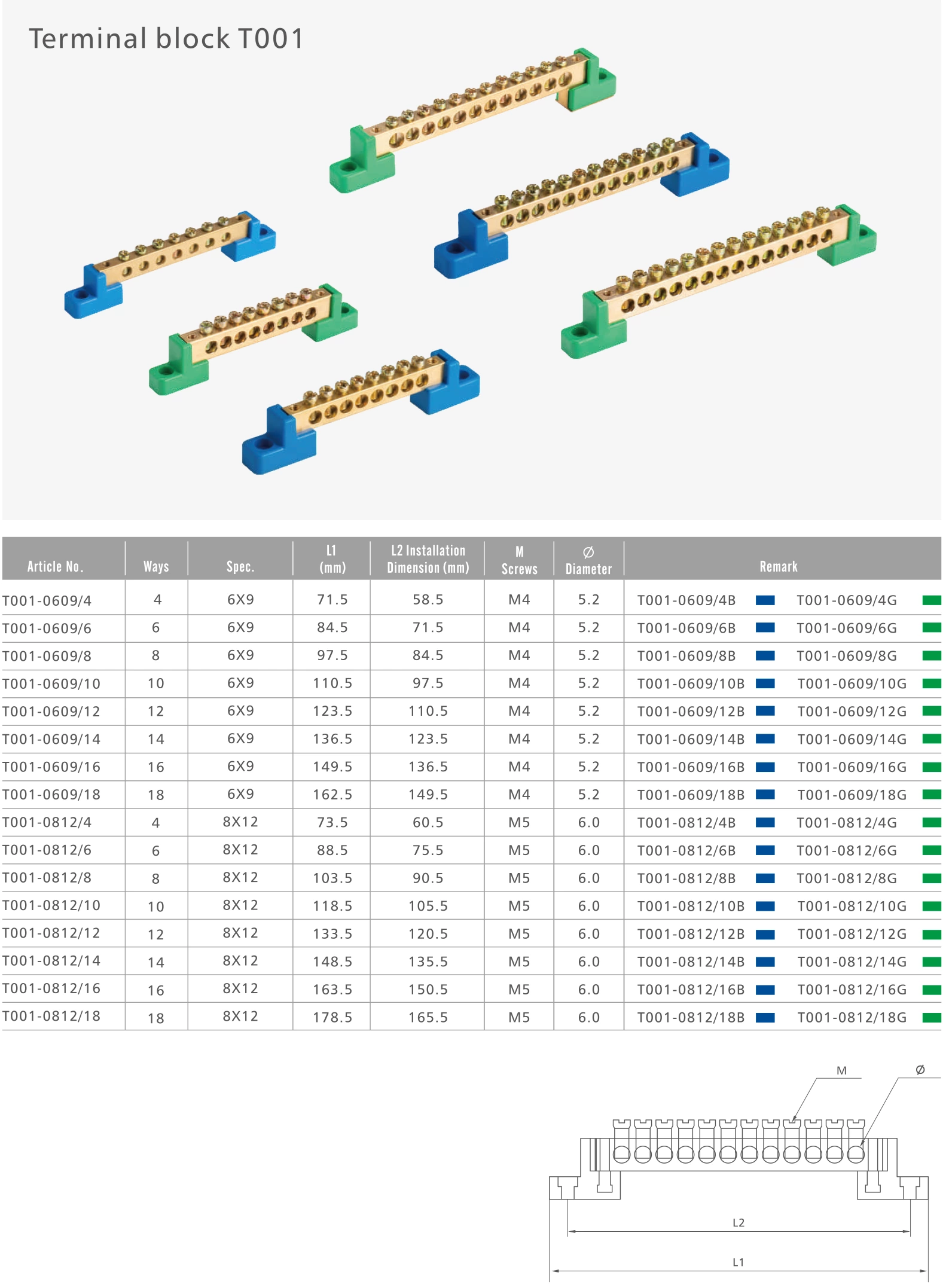 Copper Terminal Blocks T001 Series  Box Customized Best Quality  Screw Din Rail terminal block power distribution blockClamp terminal block Feed  power distribution block with brass busbar