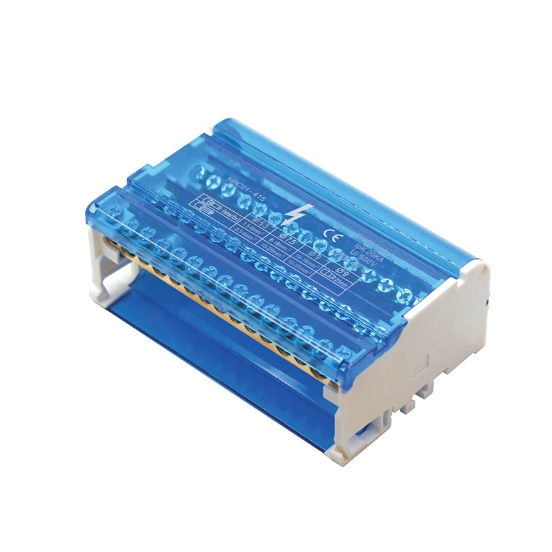 SO415/125A Four Pole Terminal Blocks Box Screw Din Rail terminal block power distribution blockClamp terminal block Feed  power distribution block with brass busbar