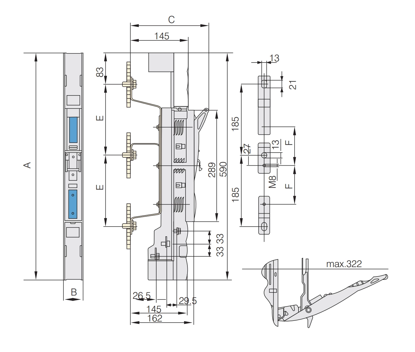 Vertical Fuse switch Disconnector NHRT40