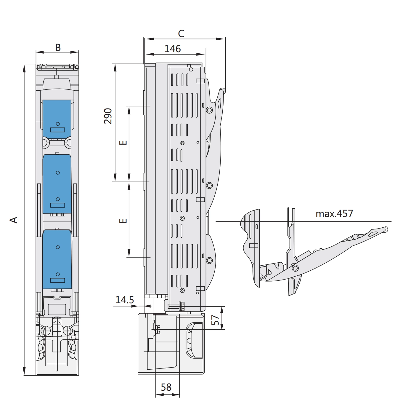 Vertical Fuse switch Disconnector NHRT40