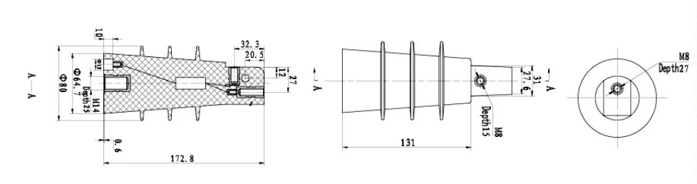 12KV Red Epoxy Capacitive Insulator Sensor SO105-12