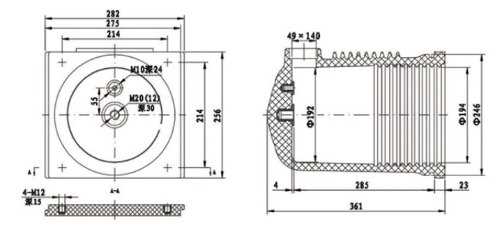 24kv High Voltage Bushing Epoxy Resin Contact Box SO4-24-282