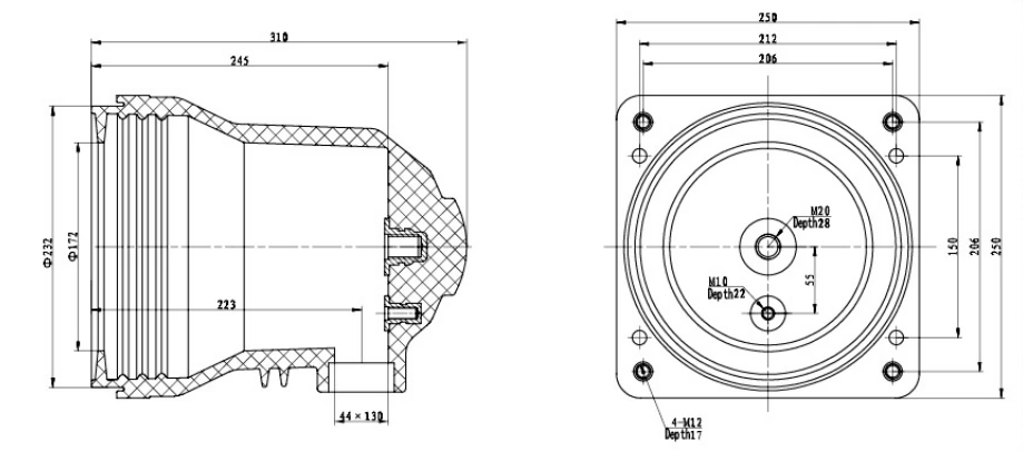 12kv Epoxy Resin High Voltage Insulator Cabinet Contact Box SO5-12-250