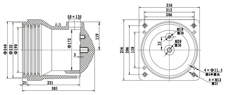 12kv Two hole Contact Box With Heat Sink SO9-12-256